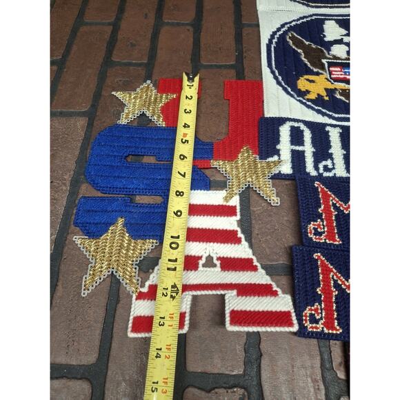 vintage needlepoint Military Decor Marines Air Force Navy USA Lot Of 11 - Picture 6 of 8